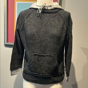 Pout Charcoal and Light Gray Hooded Pullover NWOT